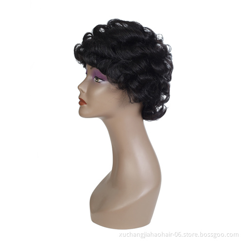 wholesale low price wigs 100% human hair vendors curly human hair wig 27PCS short pixie cut human hair wigs